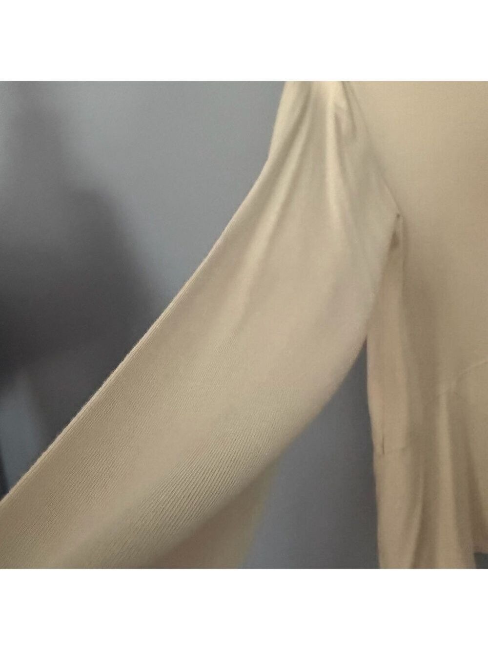 Tahari Beige Long Sleeve Tee Seam Detail Classic Casual Layering Large Boho NWT - Picture 5 of 13